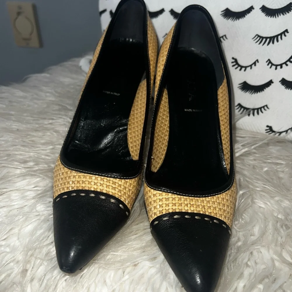 Prada Raffia Cap Toe Pumps Size - Picture 2 of 5